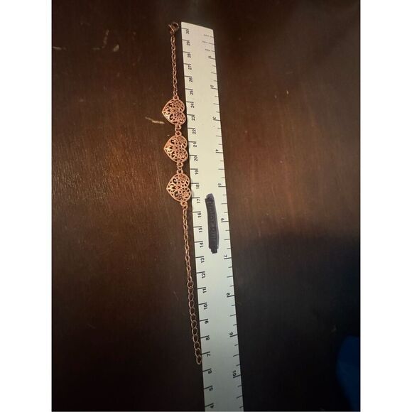 Women's Gold Tone Heart Shaped Charm Adjustable Chain Bracelet Dainty Feminine - Picture 5 of 6